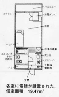 八王子中伸女子学生会館の間取り図